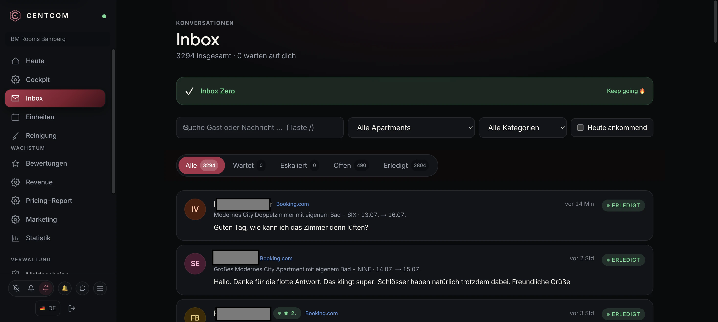 KI-Inbox: Gästenachrichten automatisch beantwortet und als erledigt markiert